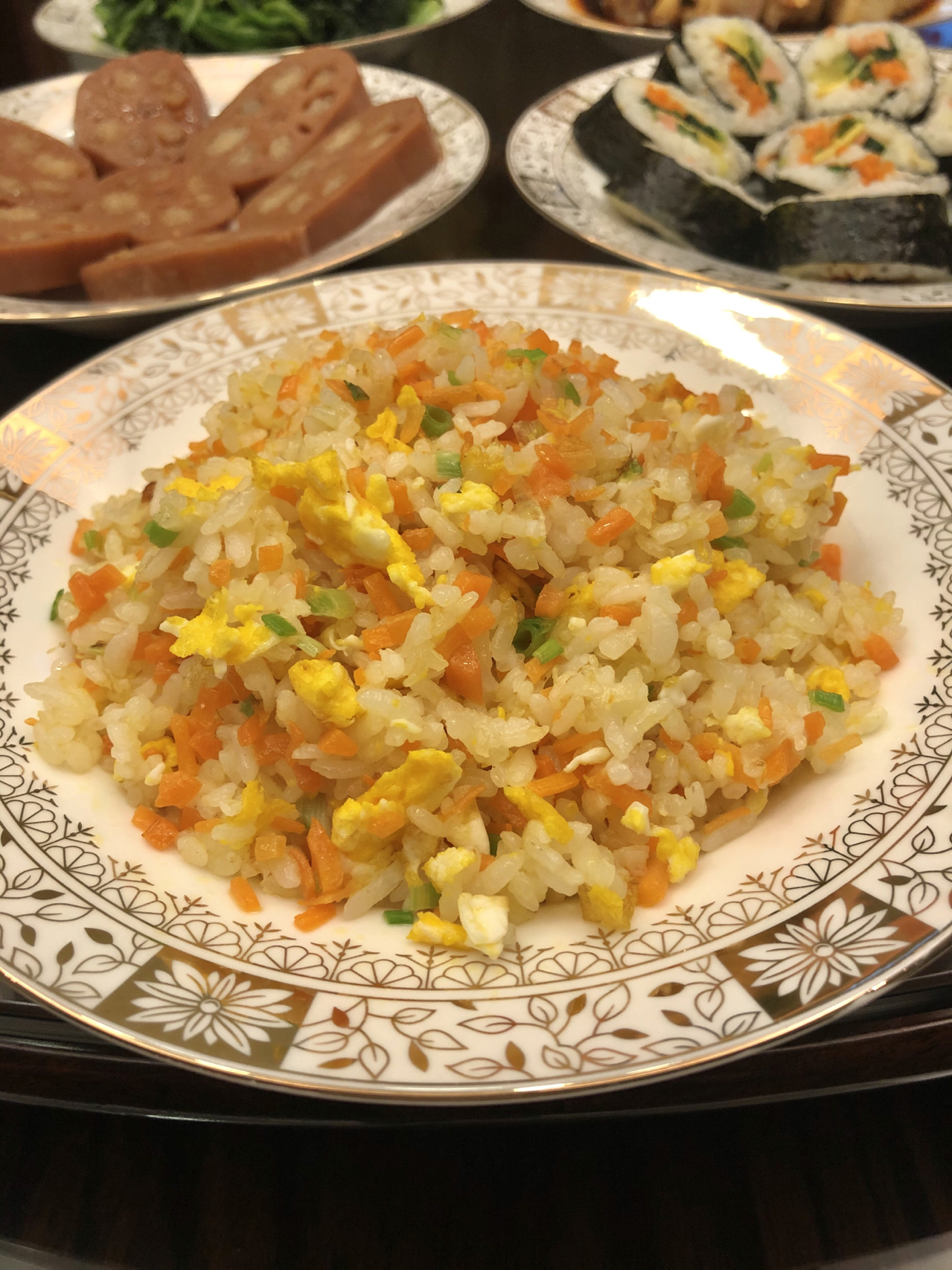 美食自己做饭家常菜(桂花糯米藕清炒菠菜口水鸡紫菜卷蛋炒饭 )-喵神素材库